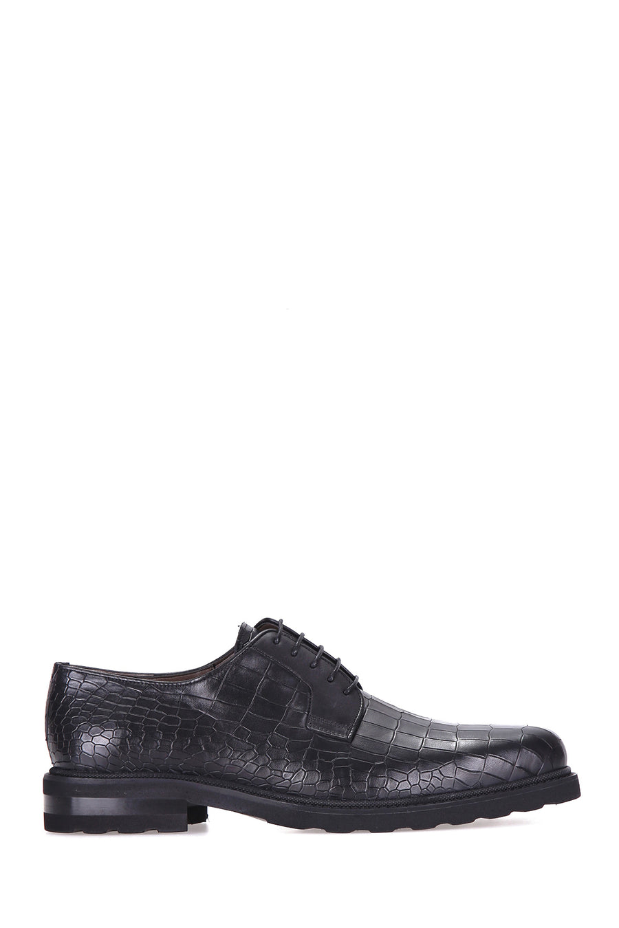 Crocodile Patterned Men's Leather Shoes 18WFD3621E3 | Derimod