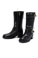 Women's Black Zippered Buckle Detailed Leather Boots | Derimod