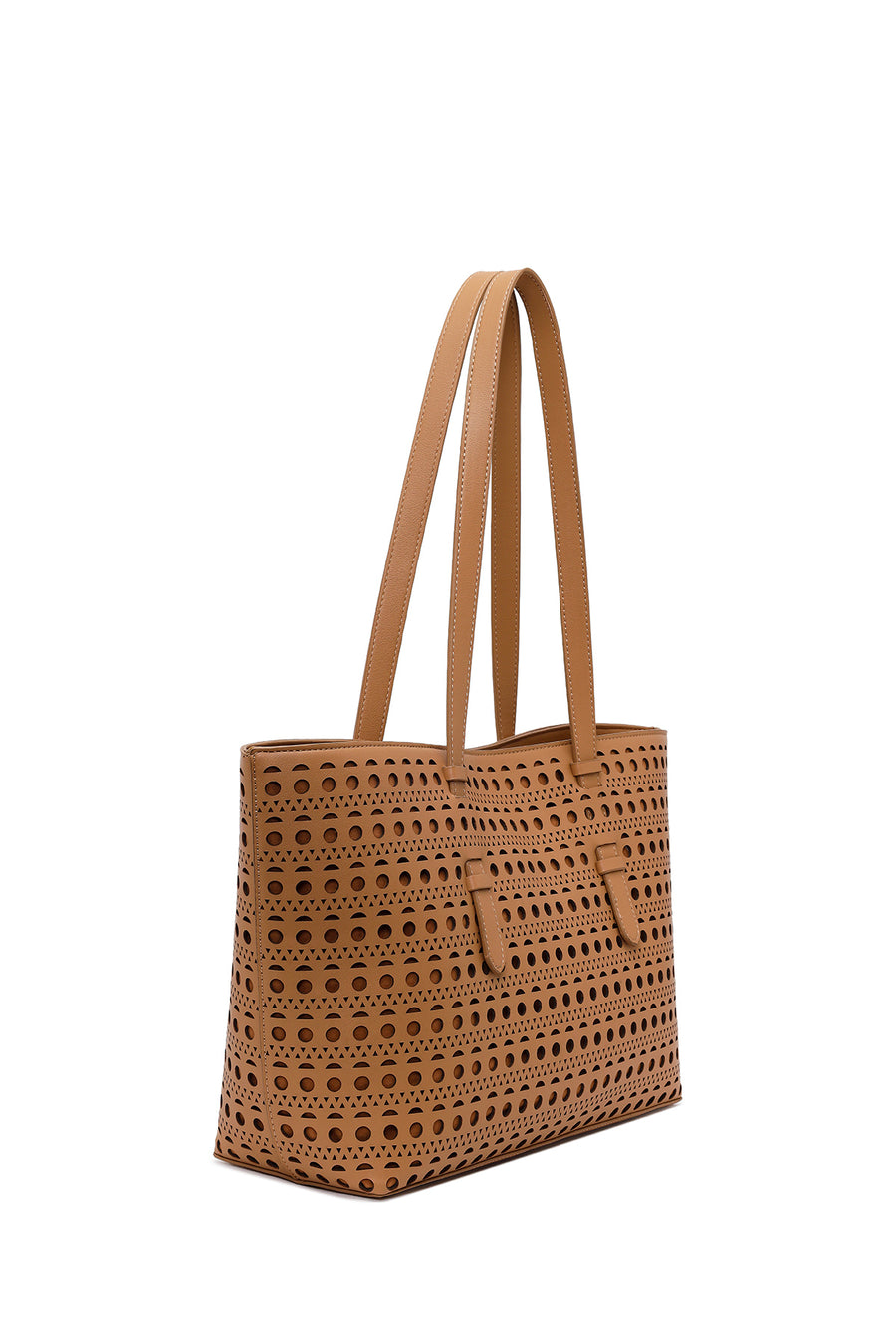 Woman Beige Patterned Shoulder Bag