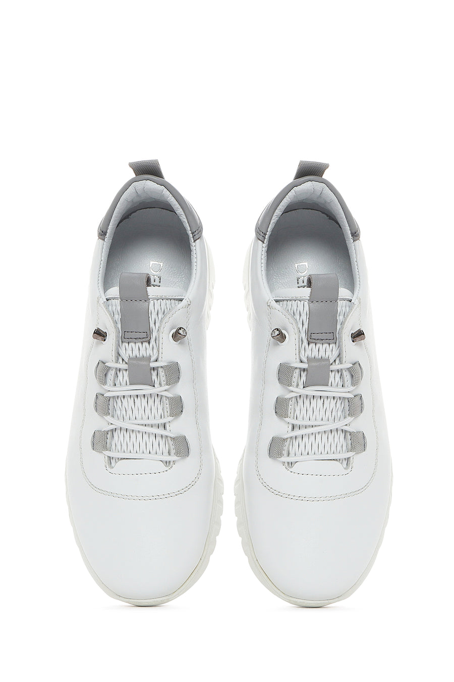 Women's White Lace-Up Leather Sneaker