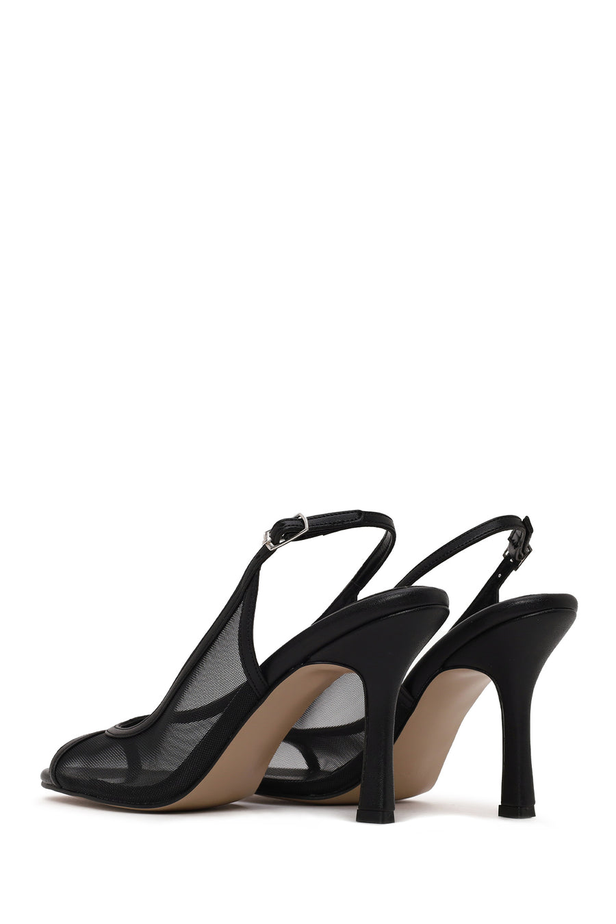 Woman Black Open-Back Stiletto Shoes