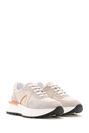 Women's Beige Thick Soled Leather Suede Detailed Sneaker | Derimod