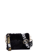 Women's Black Long Strap Plush Clutch Bag | Derimod