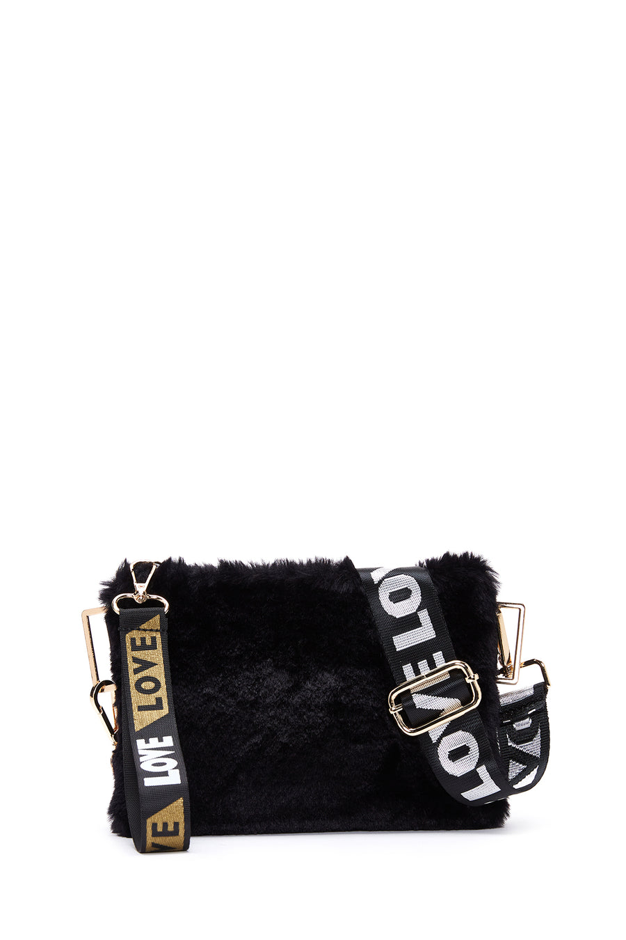 Women's Black Long Strap Plush Clutch Bag 24WBD2200PH | Derimod