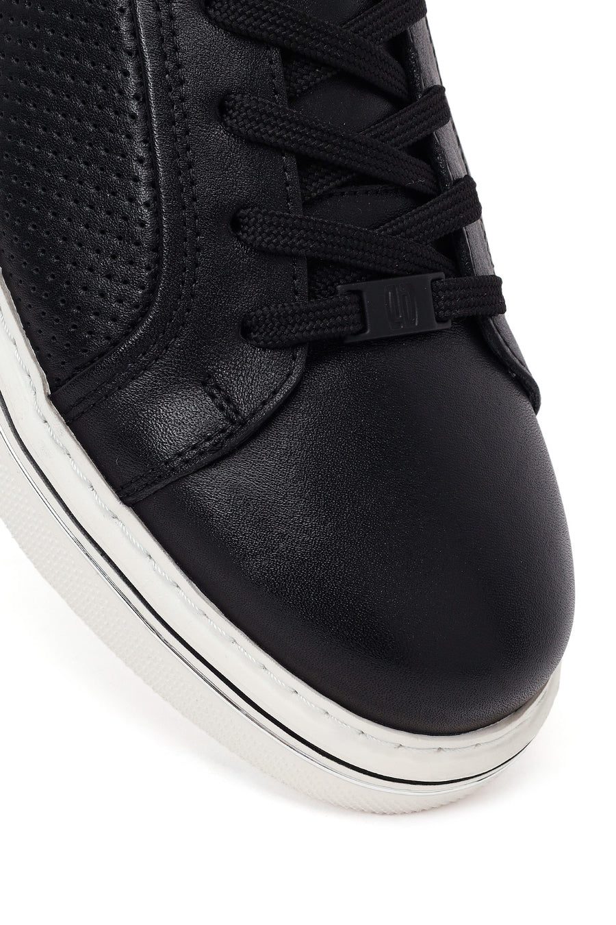 Erkek Siyah Bağcıklı Deri Sneaker