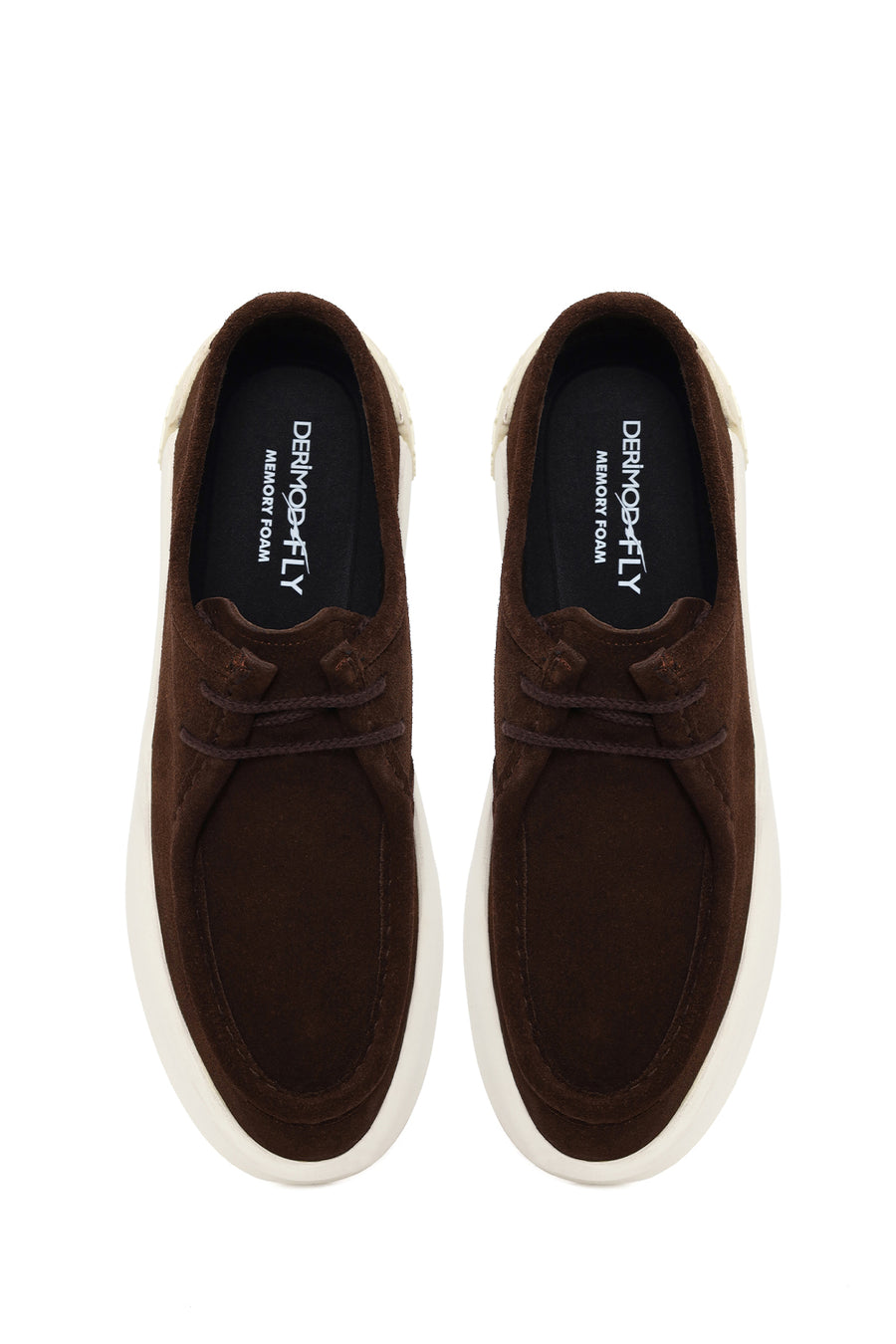 Male Brown Lace-Up Thick-Soled Suede Leather Casual Shoes