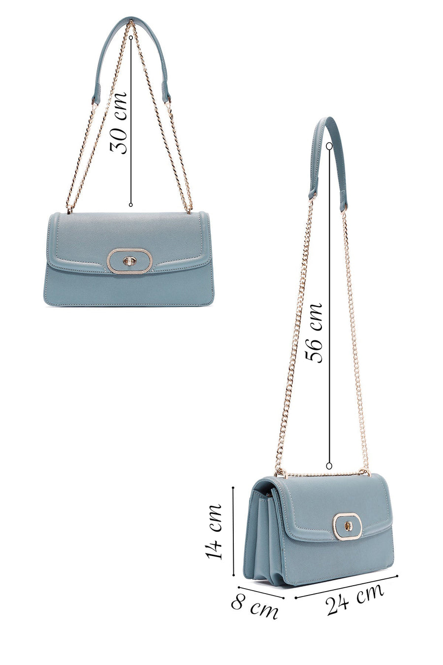 Women's Blue Long Chain Shoulder Bag