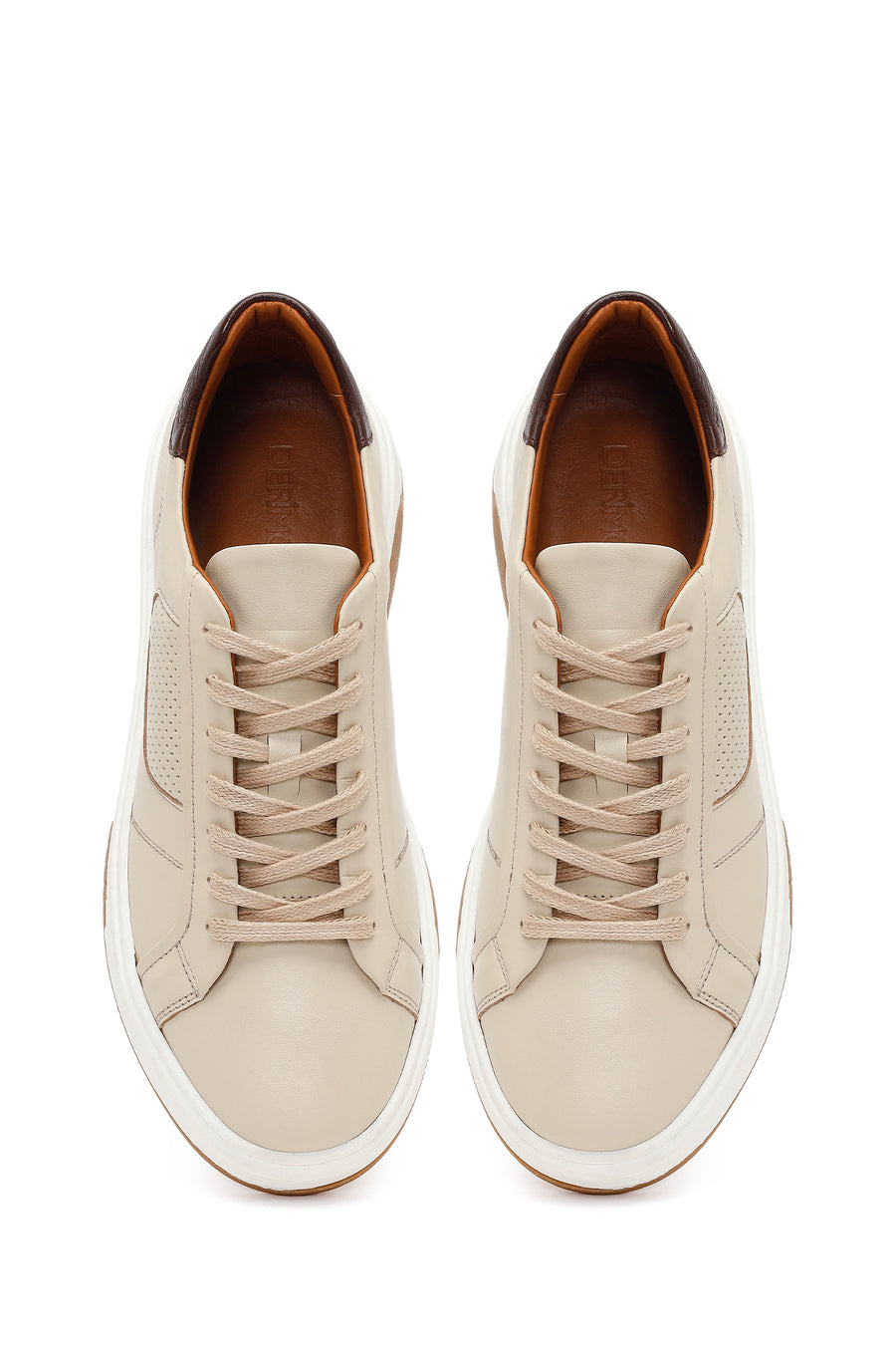 Men's Beige Chunky Sole Lace-up Leather Sneaker