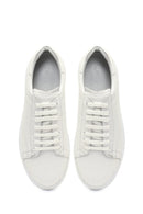 Men's White Lace-Up Thick-Soled Leather Sneaker | Derimod