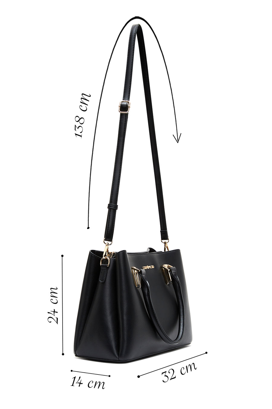 Woman Black Long-Strap Shoulder Bag