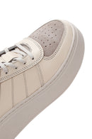 Women's Beige Leather Thick Soled Sneaker | Derimod