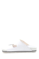 Women's White Double Buckle Slippers | Derimod