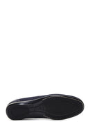 Men's Navy Blue Printed Leather Casual Loafer | Derimod