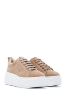 Women's Beige Suede Thick Soled Sneaker | Derimod