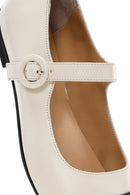 Women's Cream Banded Leather Ballerinas | Derimod