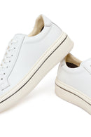 Erkek Beyaz Bağcıklı Kalın Tabanlı Deri Sneaker | Derimod