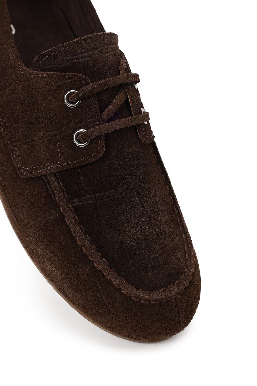 Woman Brown Lace-up Suede Casual Shoes
