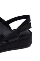 Woman Black Strappy Thick-Soled Leather Comfort Sandal | Derimod