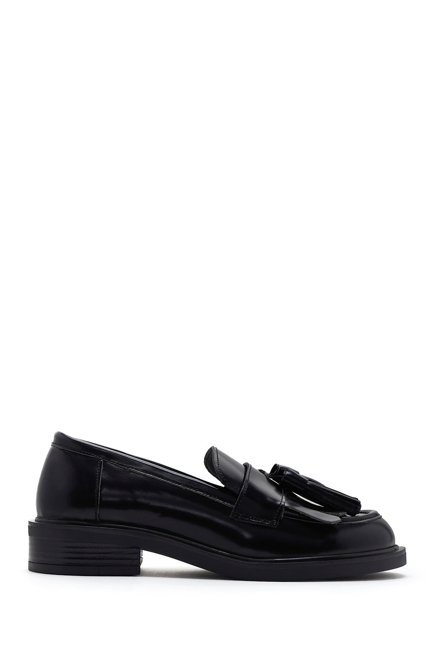 Kadın Siyah Deri Püsküllü Maskülen Loafer 23WFD550322 | Derimod