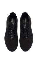 Erkek Siyah Bağcıklı Nubuk Deri Comfort Sneaker | Derimod