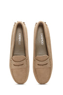 Women's Beige Suede Leather Loafer | Derimod