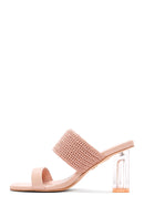 Women's Pink Transparent Heeled Slippers | Derimod