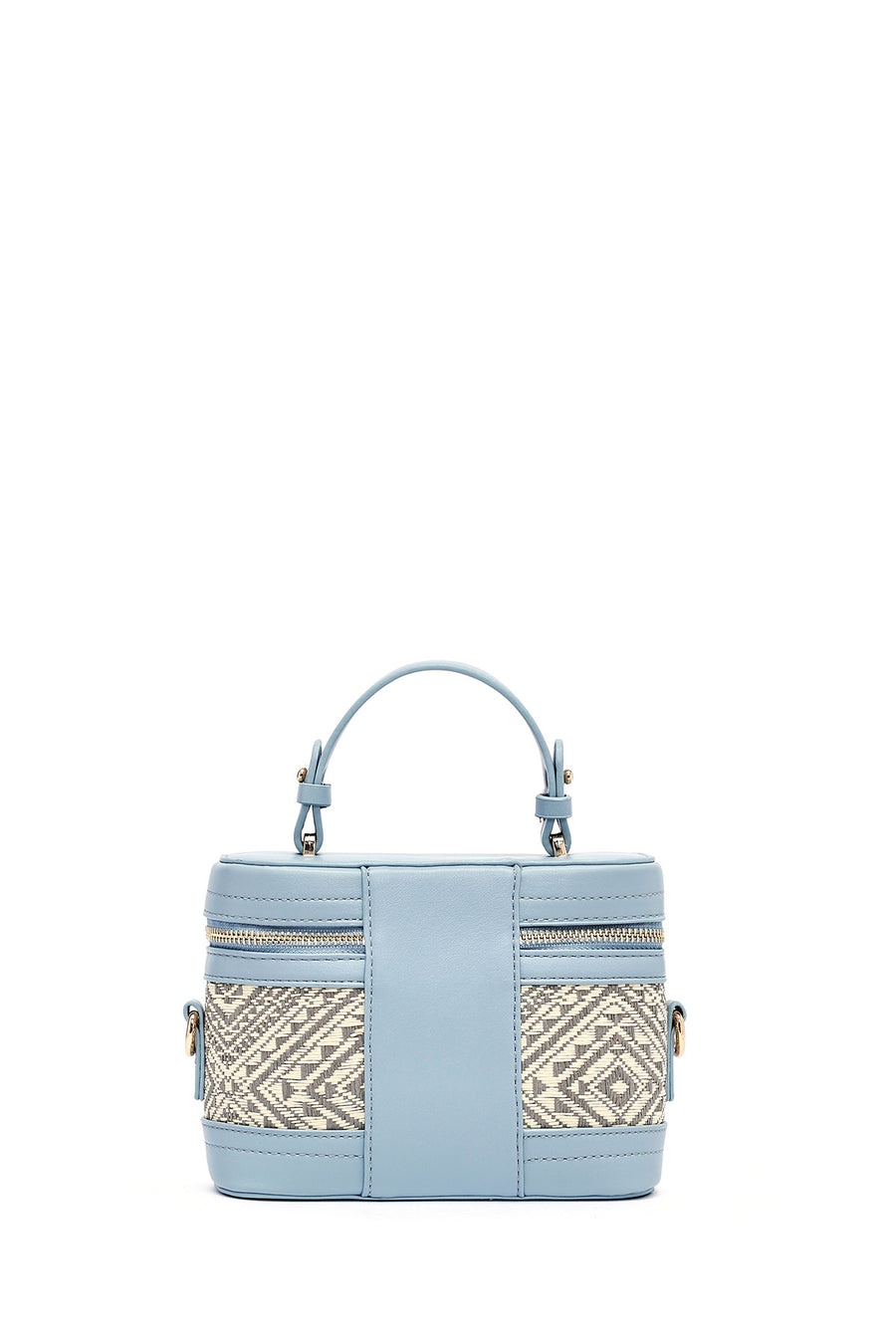 Women's Blue Long Strap Patterned Mini Box Crossbody Bag