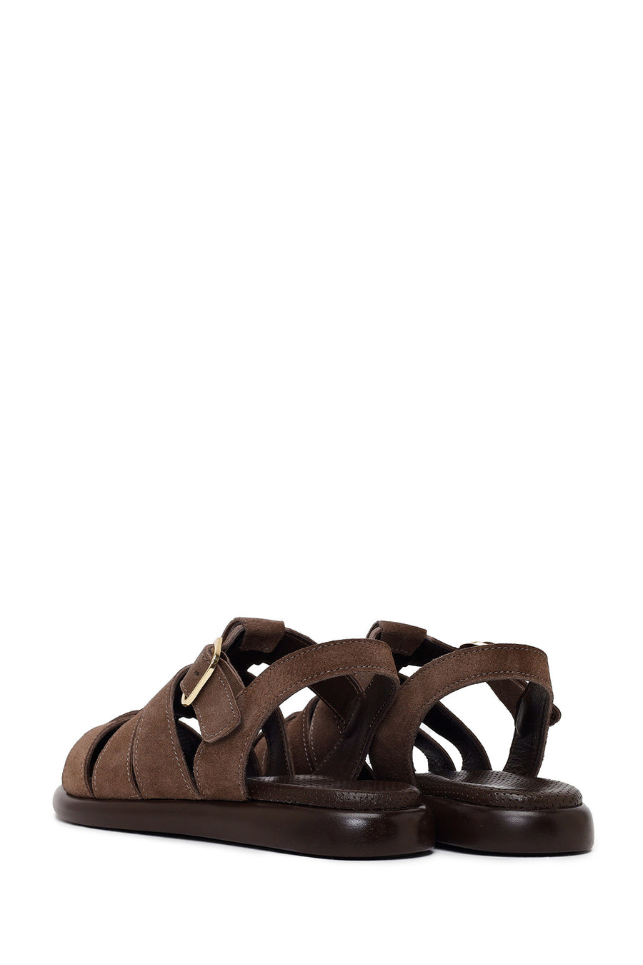 Woman Mink Ankle-Buckle Suede Leather Sandals