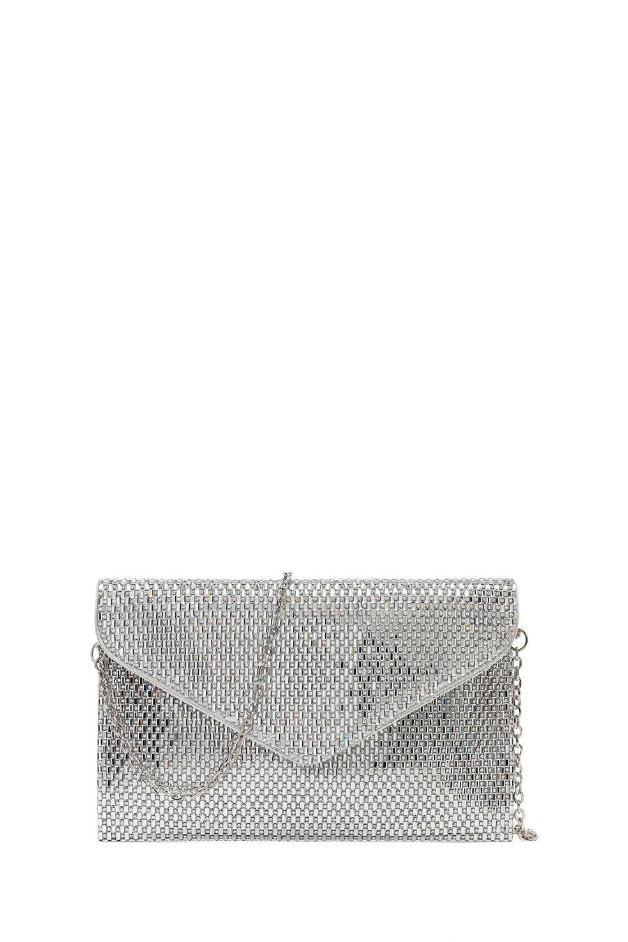 Woman Silver Chain-Strap Stone-Embellished Evening Bag 26SBD2913TS | Derimod