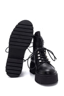 Women's Black Leather Buckle Thick Soled Boots | Derimod