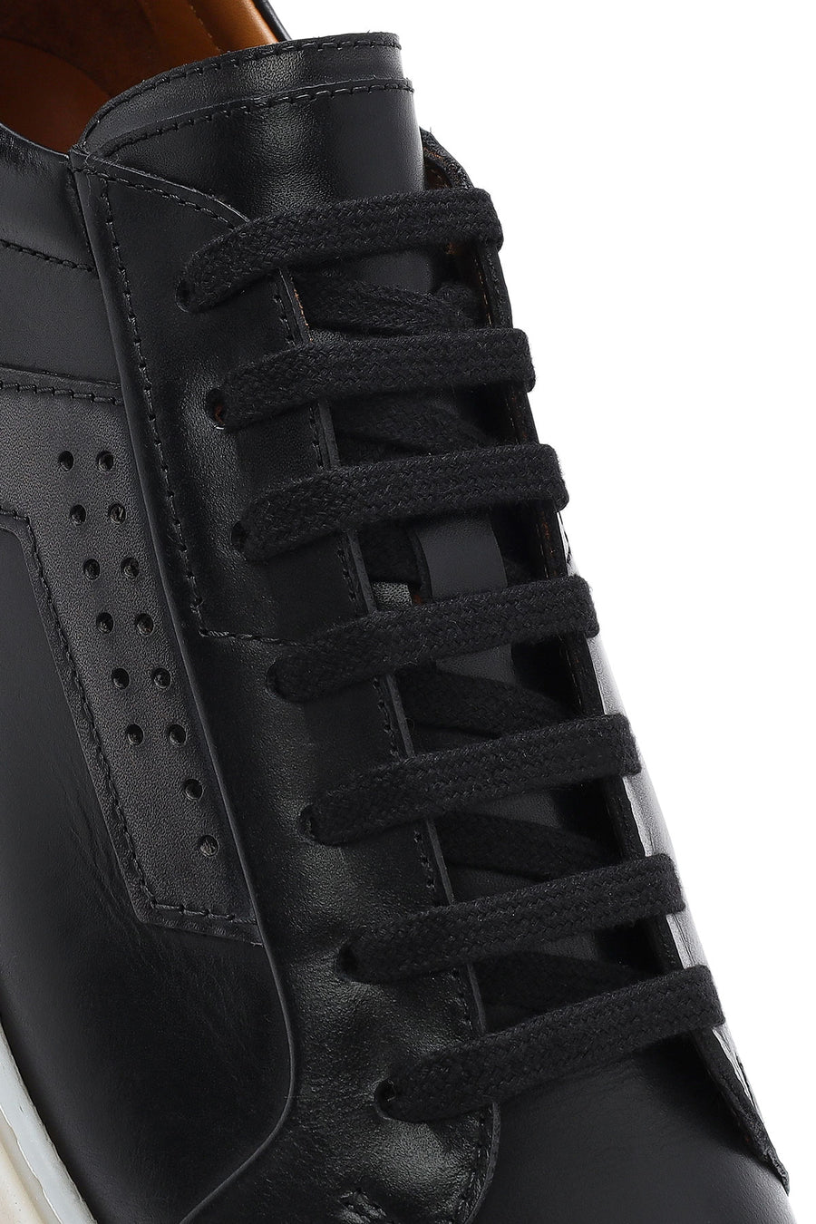 Men's Black Lace-up Leather Sneaker