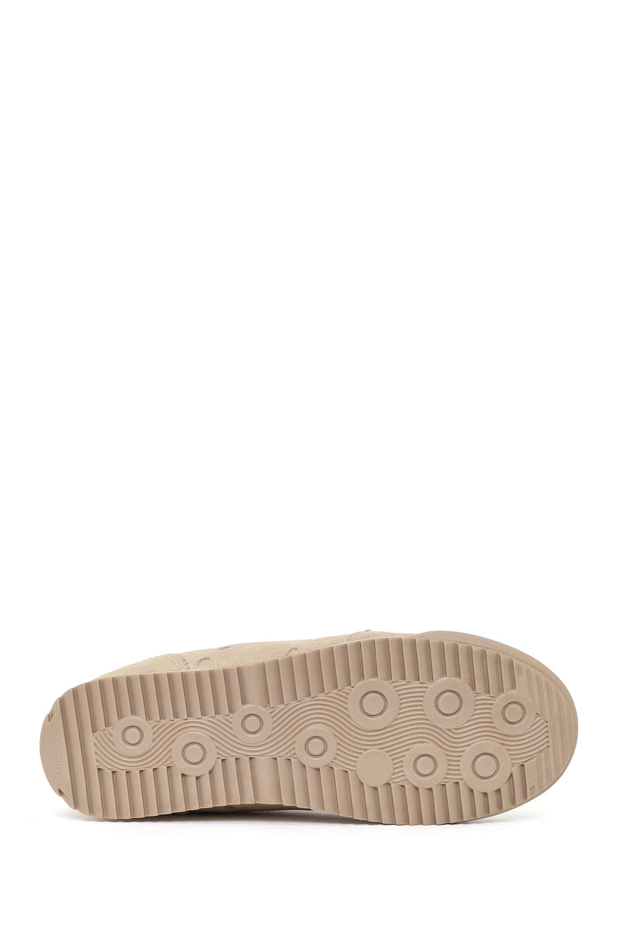 Women's Beige Lace-Up Suede Leather Sneaker