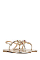 Women's Gold Ankle Strap Stone Sandals | Derimod