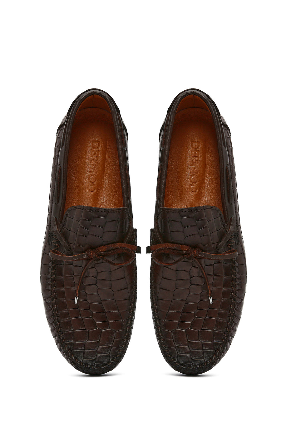 Men's Brown Crocodile Patterned Leather Casual Loafer