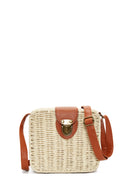 Women's Cream Long Strap Straw Crossbody Bag | Derimod