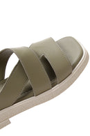 Women's Green Leather Comfort Slippers | Derimod