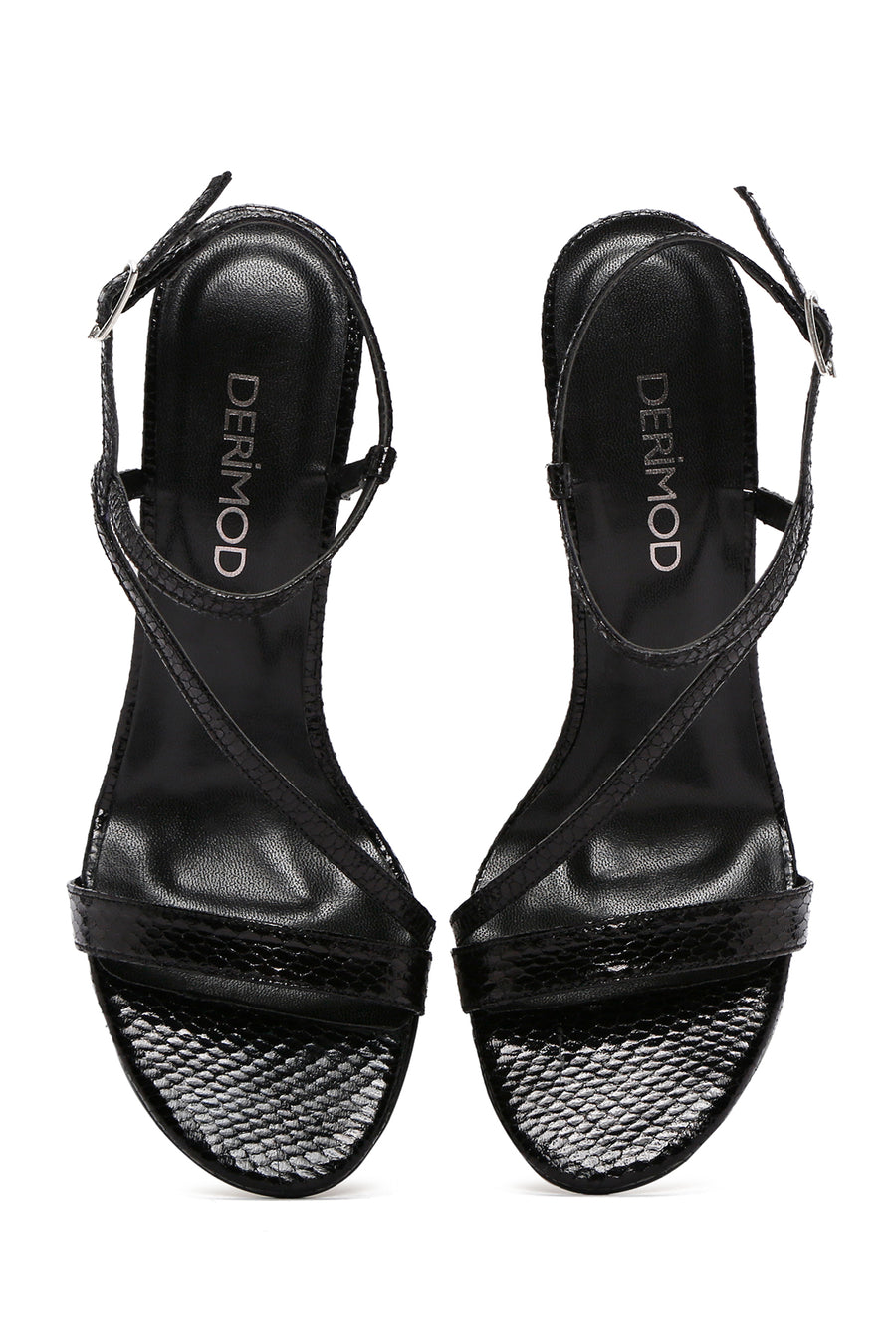 Women's Black Ankle Strap Thin Heel Sandals