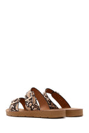 Women's Brown Double Buckle Slippers | Derimod