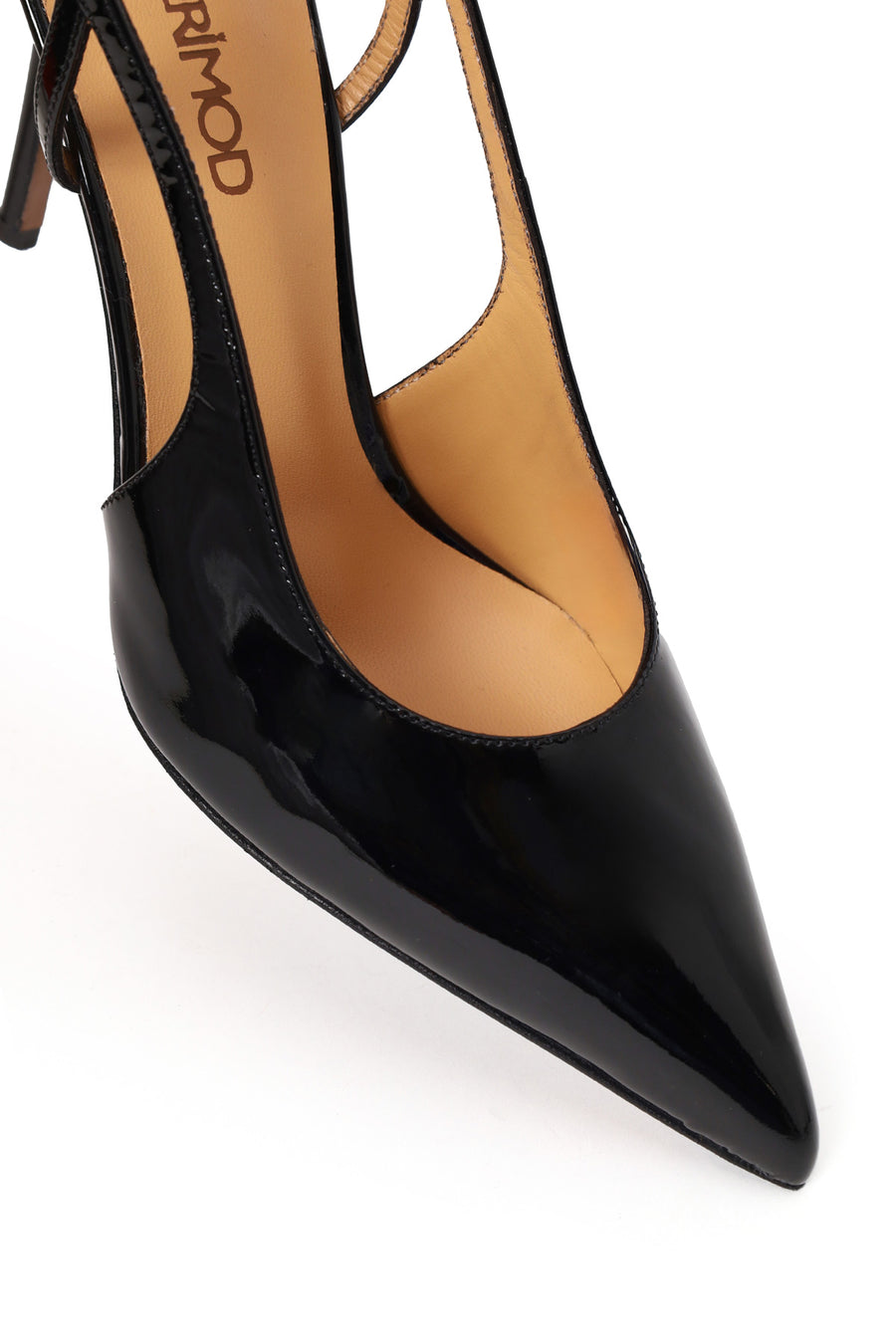 Woman Black Backless High Thin-Heeled Patent Leather Leather Shoes
