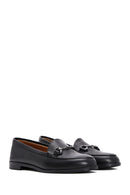 Women's Black Leather Buckle Loafer | Derimod