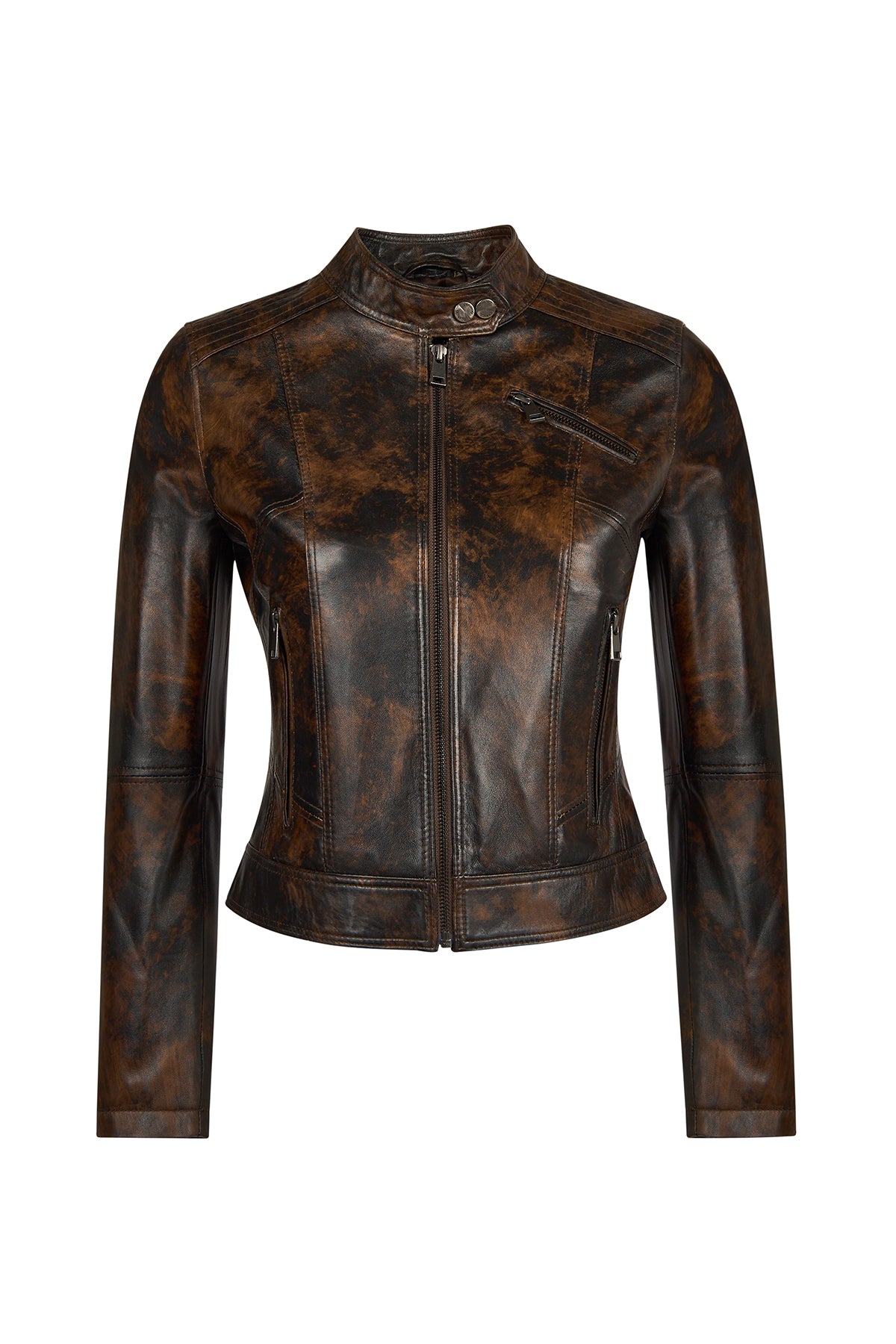 Kylie Woman Bronze Short Leather Jacket 26SGE535255 | Derimod