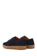 Men's Navy Blue Suede Leather Sneaker | Derimod