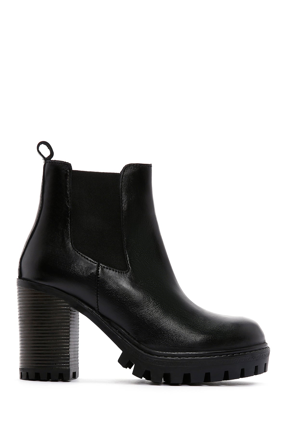 Women's Black Leather Heeled Chelsea Boots 23WFD189018 | Derimod