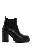 Women's Black Leather Heeled Chelsea Boots | Derimod