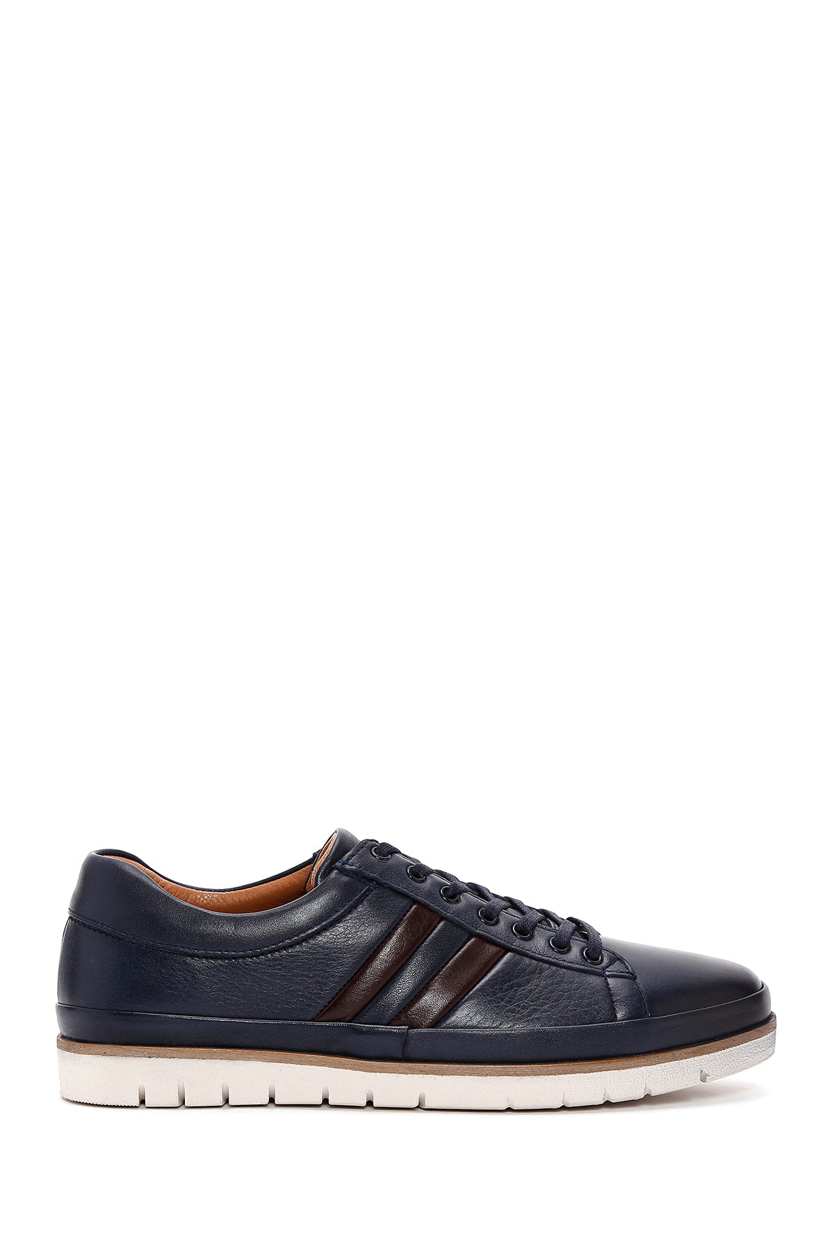 Men's Navy Blue Leather Casual Sneaker 23SFD6906FT | Derimod