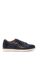 Men's Navy Blue Leather Casual Sneaker | Derimod