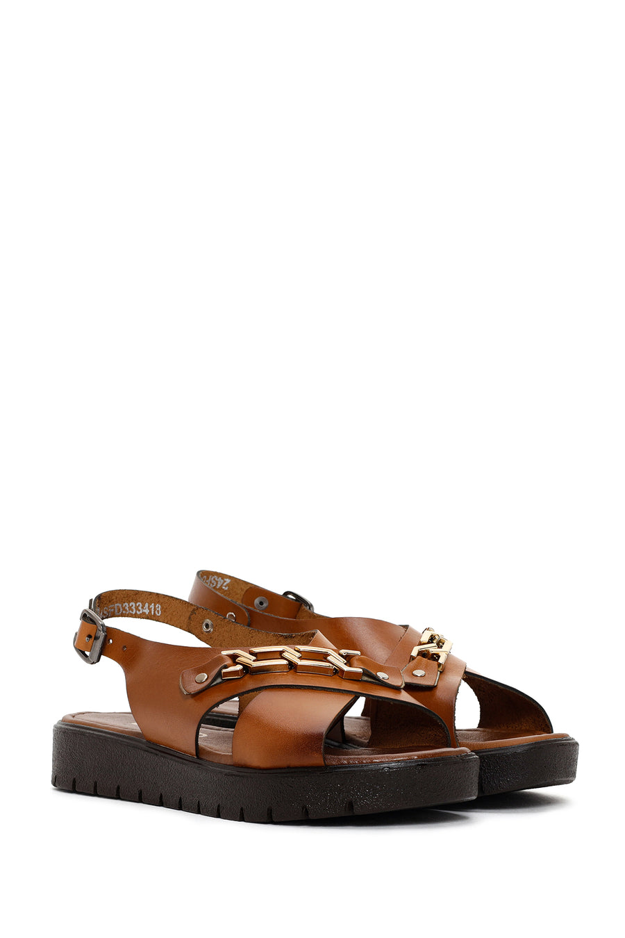 Women's Tan Ankle Strap Leather Sandals