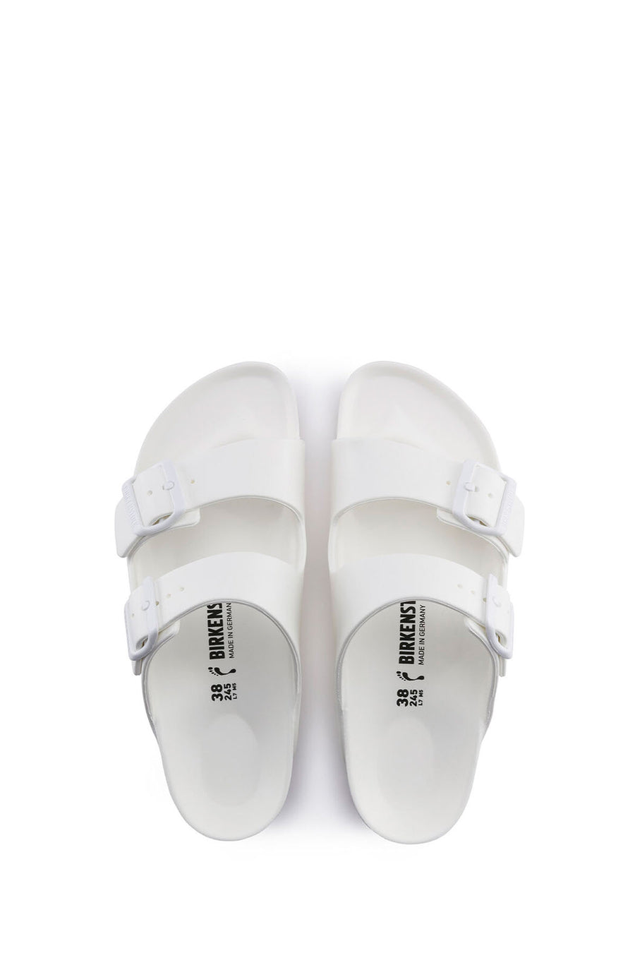 Birkenstock Women's White Leather Double Buckle Arizona Eva Slippers