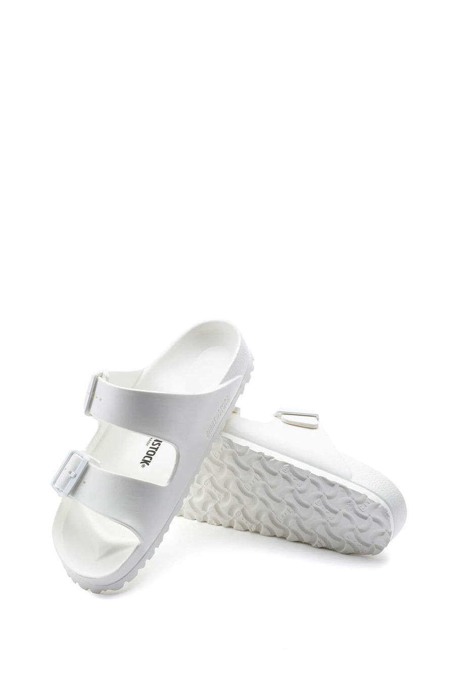 Birkenstock Women's White Leather Double Buckle Arizona Eva Slippers