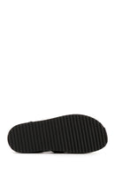 Women's Black Stone Flat Sandals | Derimod